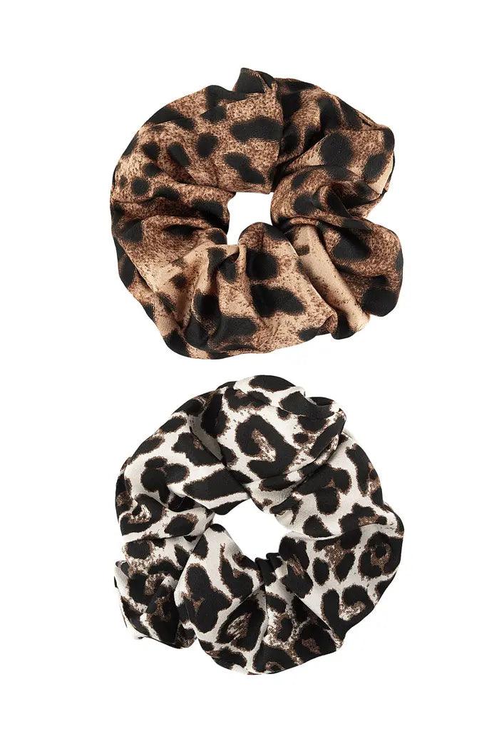 Haargummis-Set mit Leo-Print - Braun 2 St.