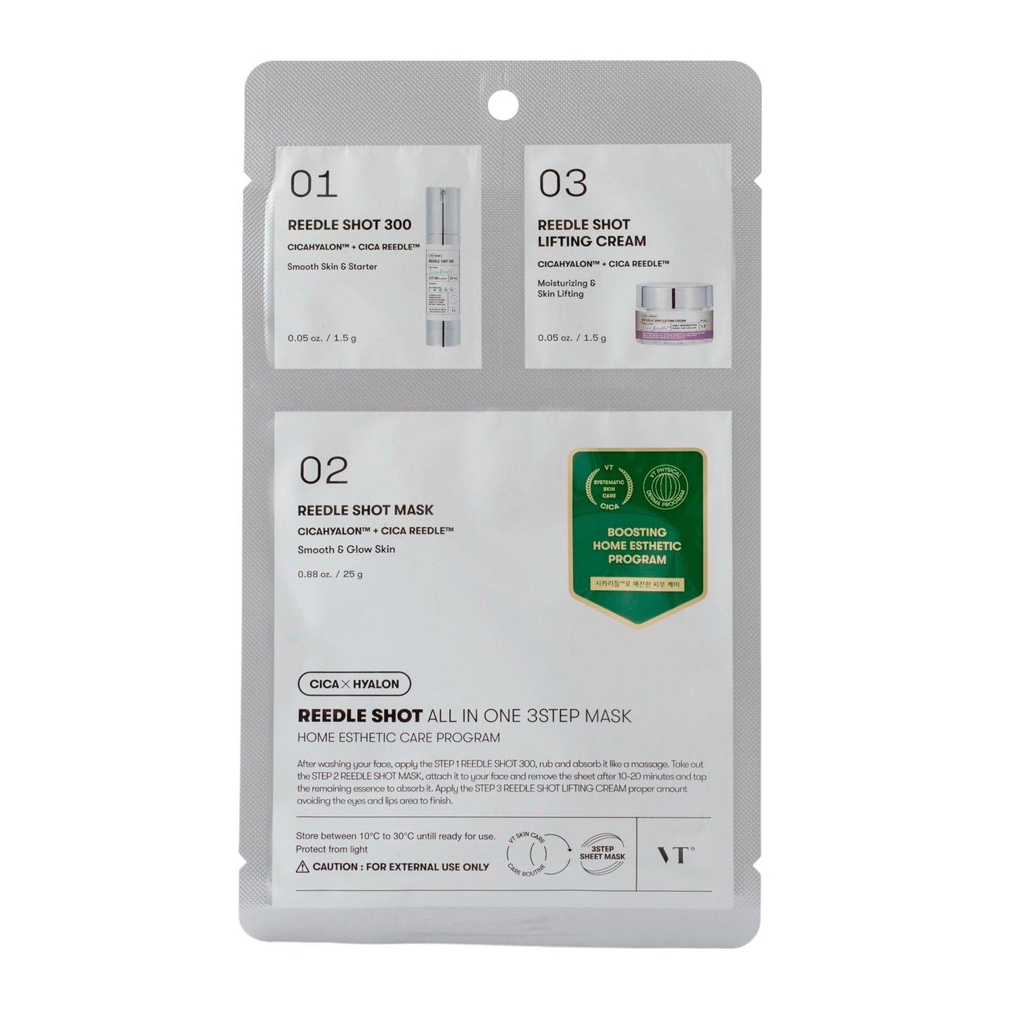 VT Cosmetics Reedle Shot All In One 3 Step Mask 1.5g + 25g +1.5g